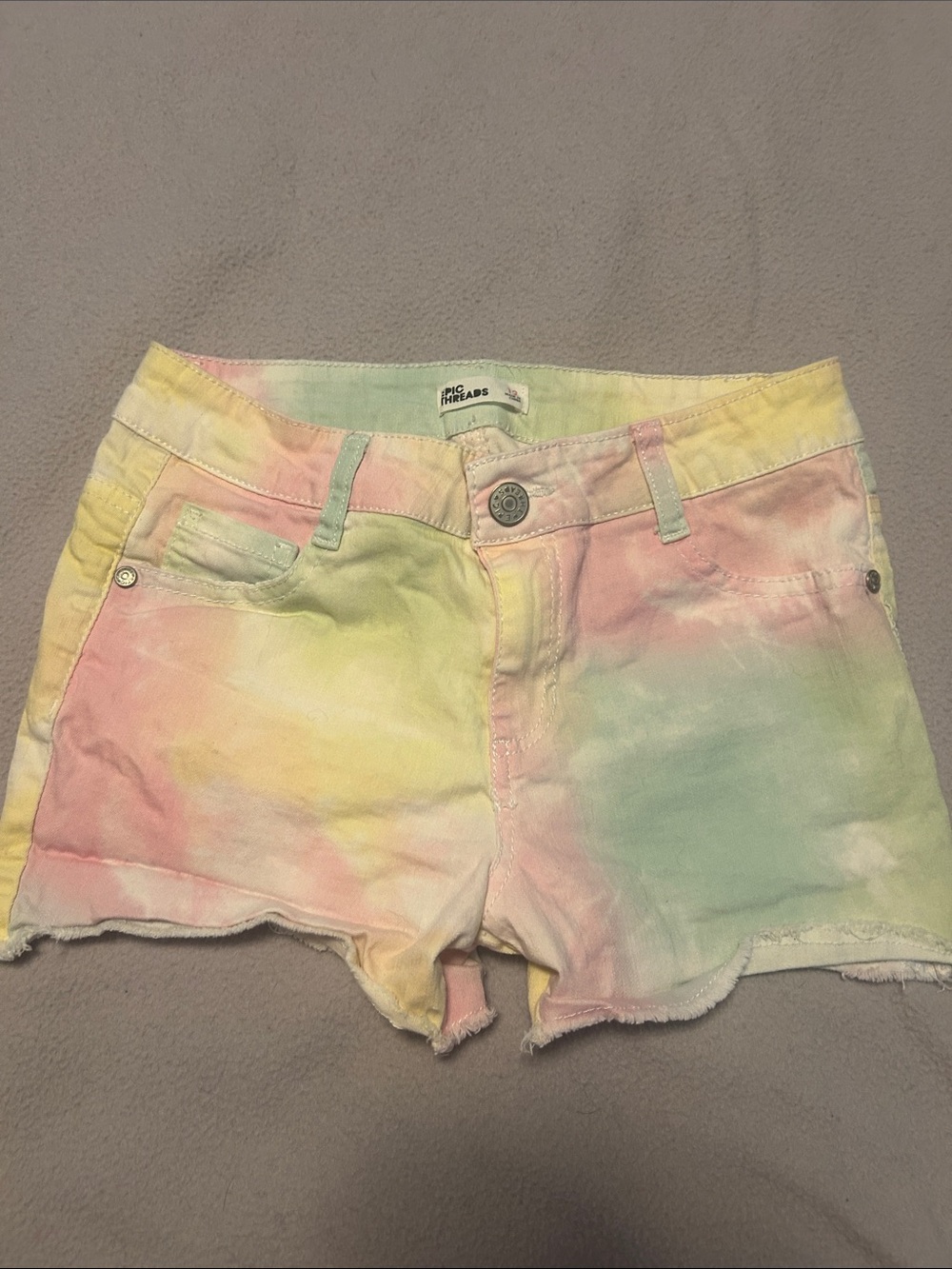 Epic Threads Pastel Tie-Dye Girls' Shorts - Pink, Yellow, Green, Cream